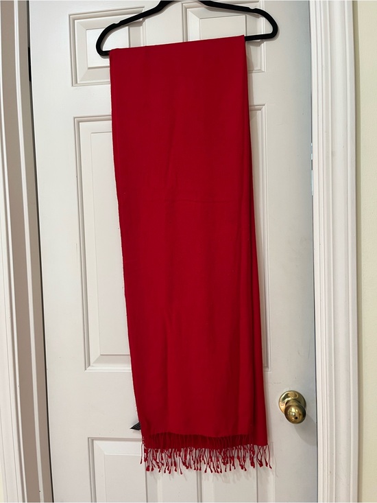 Royal Pashmina from Nepal Other - Red Pashmina Scarf with Fringe Trim